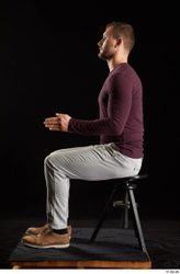 Whole Body Man White Shoes Sweatshirt Trousers Slim Sitting Studio photo references